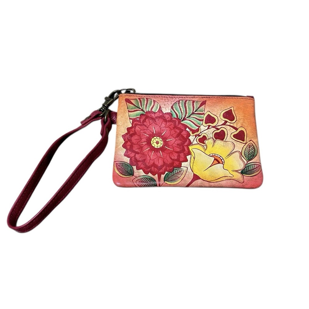 Anna by Anuschka Leather Clutch Summer Bloom Hand Painted Genuine Floral